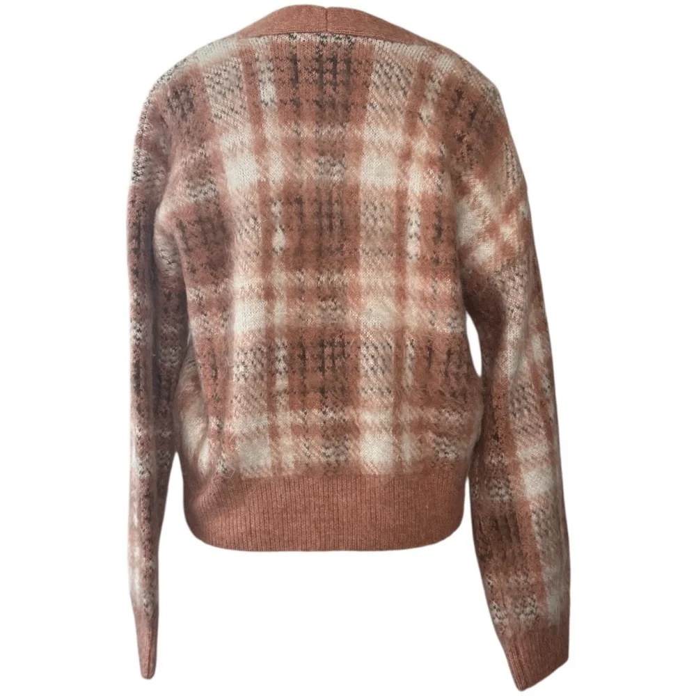 |EUC| CUPCAKES & CASHMERE Brushed Cropped Boyfriend V-Neck Plaid Cardigan